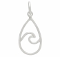 Sterling Silver Wire Wave Charm - Teardrop Shape 23x10mm