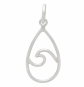 Sterling Silver Wire Wave Charm - Teardrop Shape 23x10mm