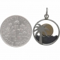 Silver Palm Tree and Ocean Charm with Bronze Sun 22x15mm