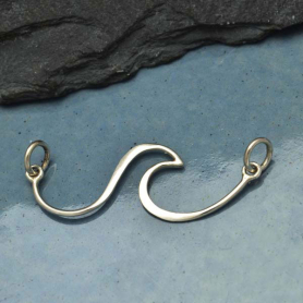 Sterling Silver Wire Wave Pendant Link 12x33mm