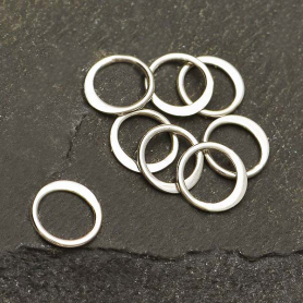 Sterling Silver Half Hammered Circle Links 7x7mm