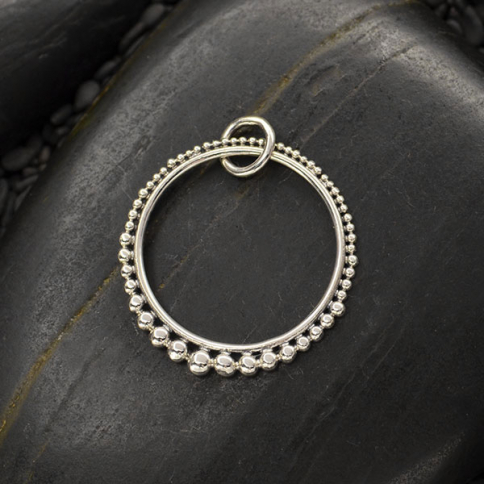 Silver Circle Link with Graduated Granulation 23x19mm