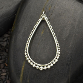 Silver Teardrop Link with Graduated Granulation DISCONTINUED