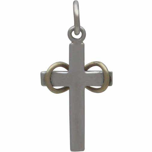 Silver Cross with Bronze Infinity on Crossbar 22x10mm