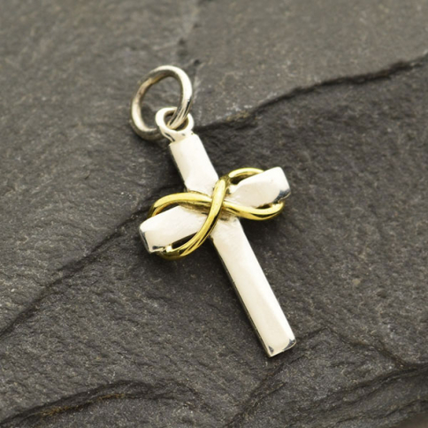 Silver Cross with Bronze Infinity on Crossbar 22x10mm