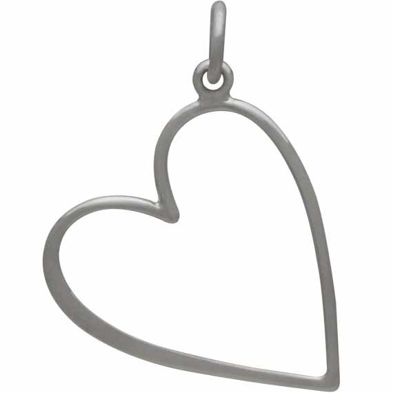 Sterling Silver Large Heart Charm Hangs at an Angle 26x18mm