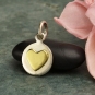 Sterling Silver Small Disk Charm with Bronze Heart 14x8mm