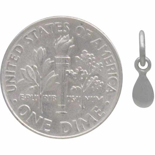 Sterling Silver Flat Tiny Teardrop Charm 12x3mm