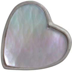 Mother of Pearl Heart Bead with Silver Bezel 10x10mm