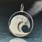 Sterling Silver Wave Pendant with Mother of Pearl 27x20mm