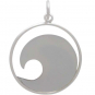 Sterling Silver Wave Pendant with Mother of Pearl 27x20mm