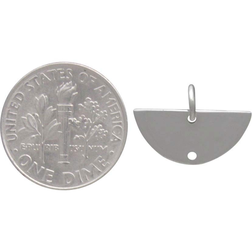 Sterling Silver Half Moon Link with Bottom Hole 12x16mm