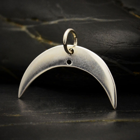 Sterling Silver Crescent Moon Link with Two Holes 15x21mm