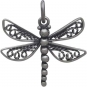 Sterling Silver Dragonfly Charm with Filigree Wings 20x19mm