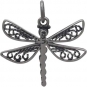 Sterling Silver Dragonfly Charm with Filigree Wings 20x19mm