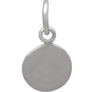 Sterling Silver Circle Charm with Bronze Dot 13x7mm