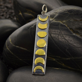 Silver Moon Phase Pendant with Bronze Moons DISCONTINUED
