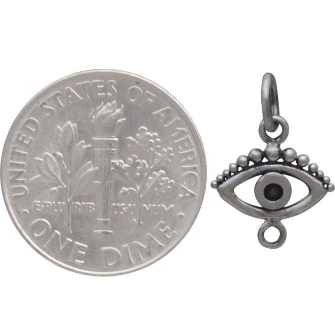 Sterling Silver Evil Eye Link with Granulation 15x11mm