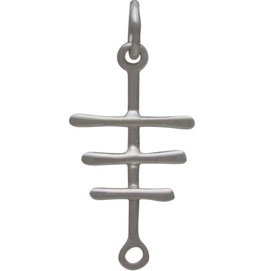Sterling Silver Geometric Link with Three Bars 23x11mm