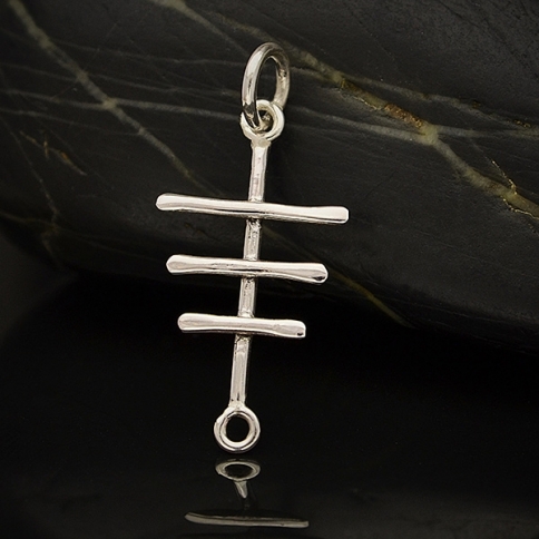 Sterling Silver Geometric Link with Three Bars 23x11mm