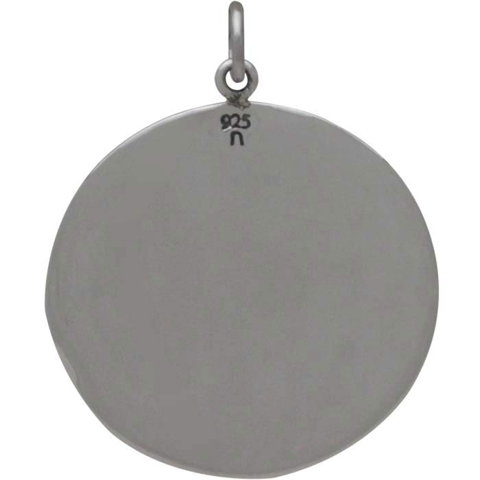 Sterling Silver Mirror Pendant with Granulation 30x24mm