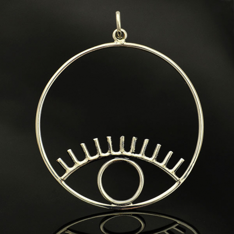 Sterling Silver Hoop Pendant with Eye 37x30mm DISCONTINUED