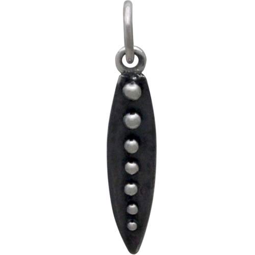 Sterling Silver Flat Spike Charm with Granulation 21x4mm