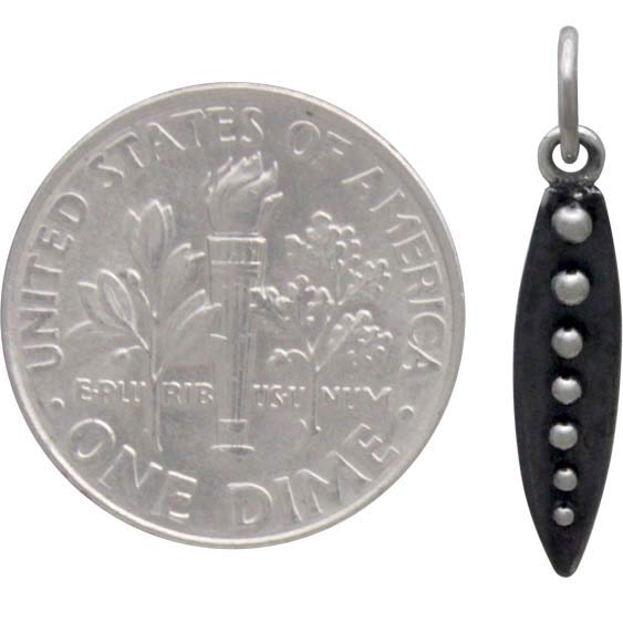 Sterling Silver Flat Spike Charm with Granulation 21x4mm