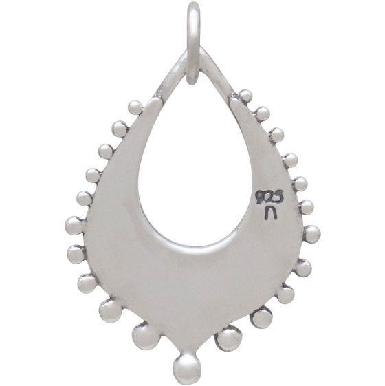 Silver Arabesque Charm with Granulation Drops 26x16mm