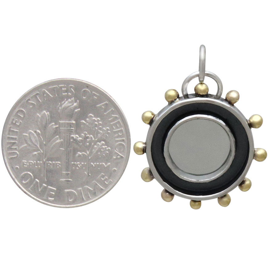 Sterling Silver Mirror Charm with Shadowbox Frame 24x19mm