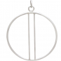 Sterling Silver Circle Pendant with Two Vertical Bars 44x35m