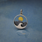 Silver Mountain and Ocean Charm with Bronze Sun 21x15mm