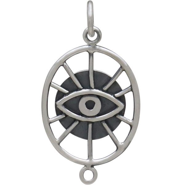 Sterling Silver Oval Evil Eye Link 26x13mm DISCONTINUED