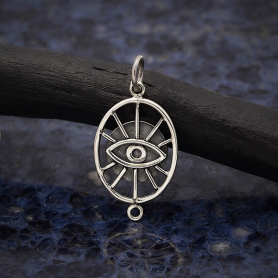 Sterling Silver Oval Evil Eye Link 26x13mm DISCONTINUED