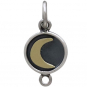 Sterling Silver Link with Bronze Crescent Moon 17x8mm