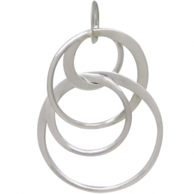 Sterling Silver Double Circles of Life Link 28x18mm