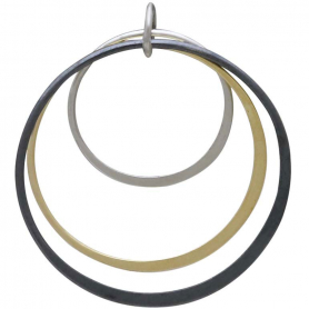 Mixed Metal Three Circle Stack Pendant 33x30mm