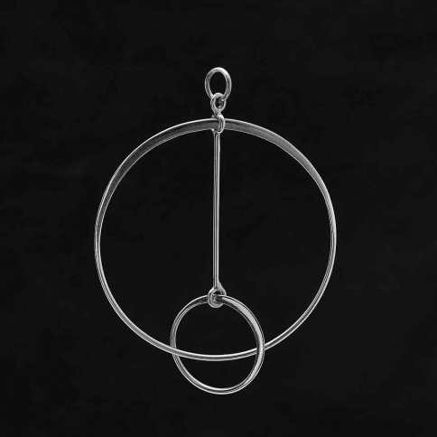 Sterling Silver Floating Circle and Bar Link 49x36mm
