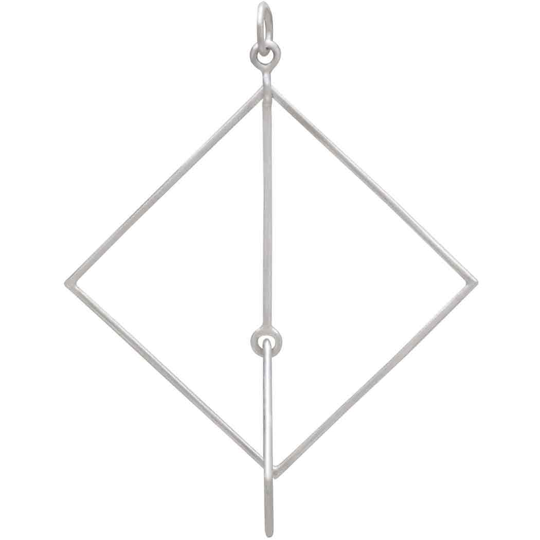Sterling Silver Floating Square and Bar Link 54x40mm