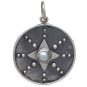 Sterling Silver North Star Pendant with Pearl 25x18mm Front View