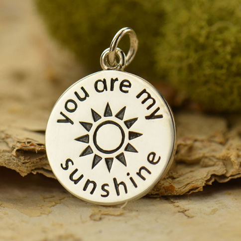 Silver Word Charm - You are my Sunshine Charm 22x15mm