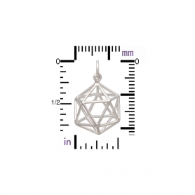 Sterling Silver Wire Icosahedron Pendant 21x15mm