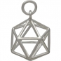 Sterling Silver Wire Icosahedron Pendant 21x15mm