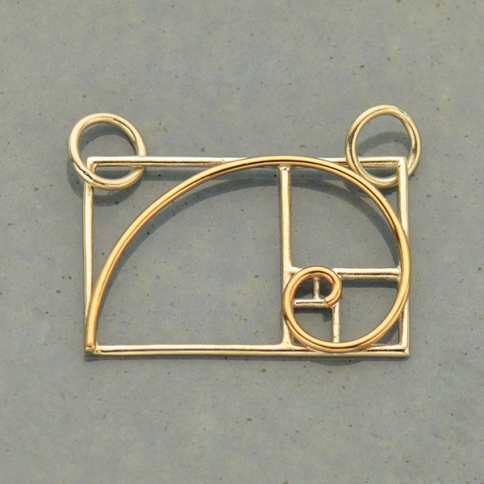 Mixed Metal Golden Ratio Charm in Silver and Bronze 18x23mm