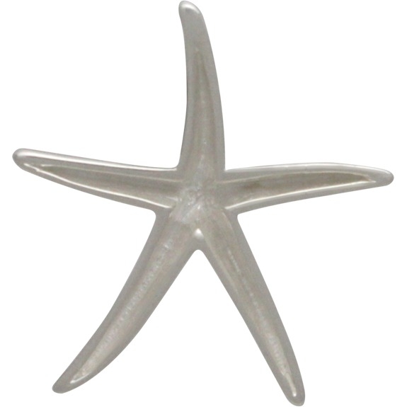 Sterling Silver Starfish Bead - Starfish Pendant 24x23mm