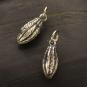 Sterling Silver Cocoa Bean Charm -Chocolate Pod Charm 16x5mm