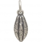 Sterling Silver Cocoa Bean Charm -Chocolate Pod Charm 16x5mm