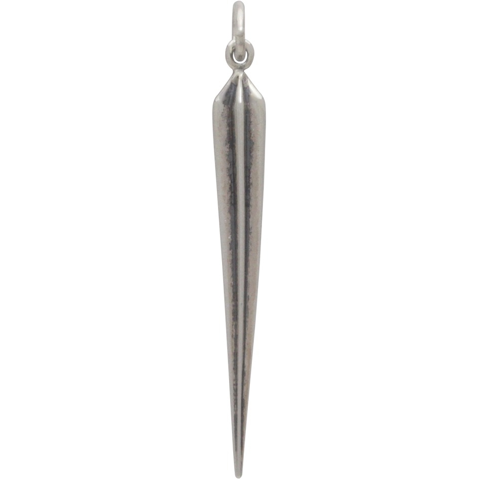 Large Sterling Silver Ridged Star Spike Charm 41x4mm