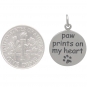 Silver Message Pendant - Paw Prints on my Heart 22x15mm