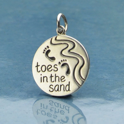 Sterling Silver Beach Charm - Toes in the Sand Charm 21x15mm
